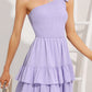 Summer One Shoulder Sleeveless Solid Color Dress Ruffle