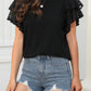 Round Neck Lace Ruffle Short Sleeve Loose Tops