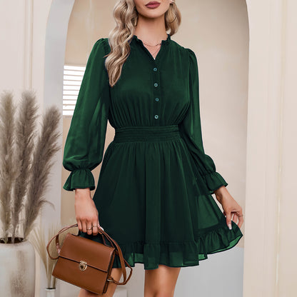 EXLURA Women's Wrap Bodycon Mini Dress Drawstring V Neck Long Lantern Sleeve Ruched Knit Sexy Bandage Cocktail Party Dresses