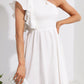 Summer One Shoulder Mini Sundress - Ruffle Smocked Flowy