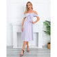 Exlura Women’s Off Shoulder Ruffle Long Dress Tie Knot Sleeveless Strappy Smocked A-Line Backless Midi Dress