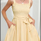 Summer Smocked Mini Sundresses - Belted Sleeveless