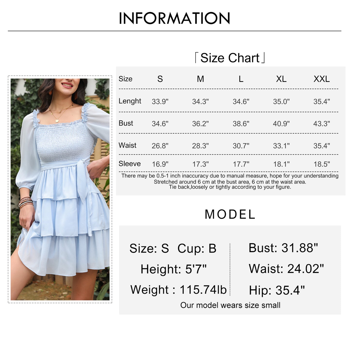 Exlura Women’s Off Shoulder Ruffle Dress Sundress Puff Sleeve Backless Tiered Smocked Tie Waist Flowy Mini Dress