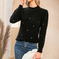 EXLURA Women’s Embroidered Polka Dot Pullover Sweater Mock Neck Long Sleeve Tops Casual Trendy Dressy Tops Jumpers