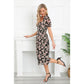 EXLURA Women’s V Neck Dress Short Puff Sleeve High Waist A-Line Backless Tie Back Floral Vintage Midi Dress