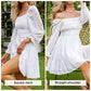 Exlura Women’s Swiss Dot Flowy Mini Dress Square Neck Long Lantern Sleeve Ruffle Dress Casual Cottagecore Boho Dress