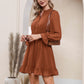 EXLURA Women's Wrap Bodycon Mini Dress Drawstring V Neck Long Lantern Sleeve Ruched Knit Sexy Bandage Cocktail Party Dresses