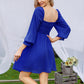 EXLURA Women’s Drawstring Mini Dress Sweetheart Neckline Smocked Flowy Dress Puff Long Sleeve Ruffle Cute Wedding Guest Dress