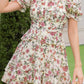 Floral Flowy Summer Dress - Square Neck Short Puff Sleeve Ruffle