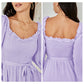 EXLURA Women’s Sweetheart Neckline Ruffle Flowy Dress Smocked Long Puff Sleeve Mini Dress Cottagecore Wedding Guest Dress