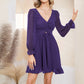 EXLURA Women’s Swiss Dot Flowy Mini Dress V Neck Long Puff Sleeve Tie Back Ruffle Dress Sexy Cottagecore Wedding Guest Dress