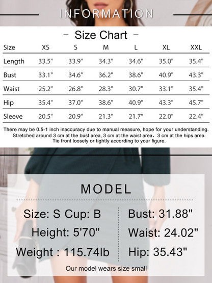 EXLURA Women's Wrap Bodycon Mini Dress Drawstring V Neck Long Lantern Sleeve Ruched Knit Sexy Bandage Cocktail Party Dresses