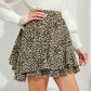 Byinns Women's Ruffle Short Mini Skirt High Waisted A-Line Pleated Flowy Leopard Skirt Preppy Skater Skirt
