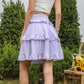 Exlura Women’s High Waist Tiered Ruffle Short Skirt Smocked Layered Elastic Waist A-Line Mini Skirt