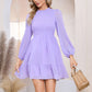 Exlura Women’s Vintage Mini Dress Round Neck Long Lantern Sleeve Ruffle Dress Cute Babydoll Casual Dresses
