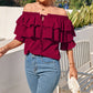 Off Shoulder Ruffle Long Sleeve Blouses Casual Layered Tops