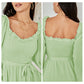 EXLURA Women’s Sweetheart Neckline Ruffle Flowy Dress Smocked Long Puff Sleeve Mini Dress Cottagecore Wedding Guest Dress