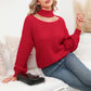 EXLURA Women’s Halter Chunky Pullover Sweater  Cut Out Long Puff Sleeve Knit Jumpers Tops Casual Trendy Tops