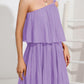 Summer Mini Sundress - One Shoulder Spaghetti Strap Tiered