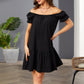 Exlura Women’s Square Neck Puff Short Sleeve Dress Off Shoulder Tiered Ruffle A-Line Babydoll Mini Party Dress