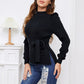 EXLURA Women’s Tie Front Pullover Sweater Mock Neck Ruffle Long Sleeve Cute Sweaters Casual Trendy Dressy Tops Jumpers