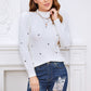 EXLURA Women’s Embroidered Polka Dot Pullover Sweater Mock Neck Long Sleeve Tops Casual Trendy Dressy Tops Jumpers
