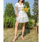 Exlura Women’s High Waist Tiered Ruffle Short Skirt Smocked Layered Elastic Waist A-Line Mini Skirt