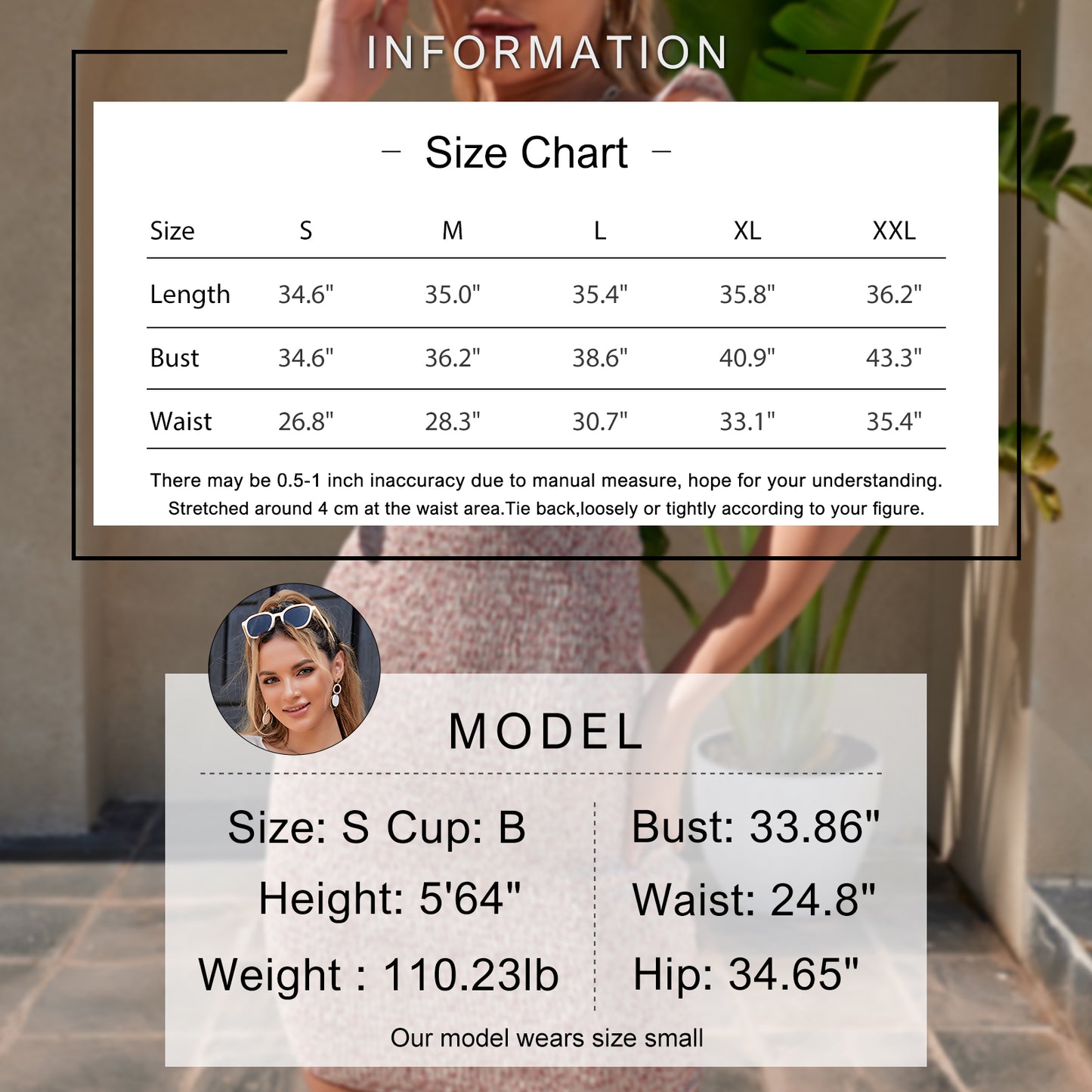 Exlura Women’s Sleeveless Square Neck Bodycon Bandage  Dress Tie Back Floral Backless Smocked Sheath Mini Dress