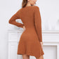 EXLURA Women’s Faux Wrap Pullover Sweater Dress V Neck Long Sleeve Casual Sexy Dress Cocktail Wedding Guest Mini Dress