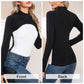 EXLURA Women’s Color Block Pullover Sweater Mock Neck Slim Fitted Long Sleeve Turtleneck Casual Trendy Tops Jumpers