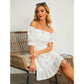 Exlura Women’s High Waist Square Neck Mini Dress Off Shoulder Smocked Puff Short Sleeve Summer Short Ruffle Dress