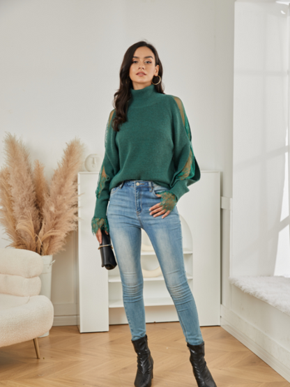 Exlura High neckline lace sweater