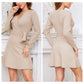 EXLURA Women’s Faux Wrap Pullover Sweater Dress V Neck Long Sleeve Casual Sexy Dress Cocktail Wedding Guest Mini Dress
