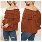 Byinns Women’s Off The Shoulder Layered Ruffle Tops Long Puff Sleeve Flowy Blouses Shirts Party Dressy Tops