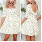 Exlura Women’s Tie Back Square Neck Dresses Puff Elbow Sleeve Off Shoulder Tiered Ruffle Floral Backless Mini Dress