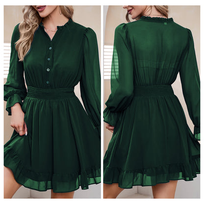 EXLURA Women's Wrap Bodycon Mini Dress Drawstring V Neck Long Lantern Sleeve Ruched Knit Sexy Bandage Cocktail Party Dresses