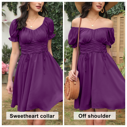 Ruched Ruffle Dress Off shoulder Sexy Summer Dress