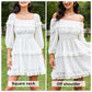 EXLURA Women's Short Mini Dress Square Neck A Line Long Sleeve Dress Tiered Ruffle Boho Wedding Guest Dress