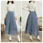 EXLURA Women's Floral Printed Chiffon Elastic High Waist Pleated Long Maxi Skirt