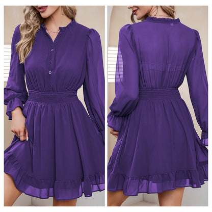 EXLURA Women's Wrap Bodycon Mini Dress Drawstring V Neck Long Lantern Sleeve Ruched Knit Sexy Bandage Cocktail Party Dresses