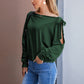 Tie Knot One Shoulder Blouse Batwing Sleeve Elegant Loose Fit Tops