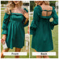 Exlura Women’s Bridal Shower Wedding Guest  Dress Square Neck Long Sleeve Ruffle Dress Backless Tie Back Swing Dress Mini Short Dresses
