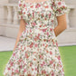 Floral Flowy Summer Dress - Square Neck Short Puff Sleeve Ruffle