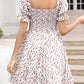 Sweetheart Neckline Smocked Short Summer Floral Mini Dress