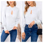 EXLURA Women’s Keyhole Mock Neck Pullover Sweater Slim Fitted Long Puff Sleeve Turtleneck Casual Trendy Tops Jumpers