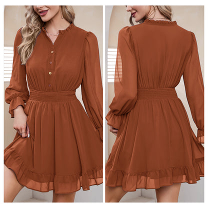 EXLURA Women's Wrap Bodycon Mini Dress Drawstring V Neck Long Lantern Sleeve Ruched Knit Sexy Bandage Cocktail Party Dresses