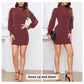 EXLURA Women’s Bodycon Sweater Dress Turtle Neck Knit Pullover Cut Out Lace Long Puff Sleeve Dress Sexy Mini Party Dress