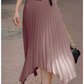 EXLURA Women's Asymmetrical Pleated Midi Skirt High Waist A-Line Flowy Skirt