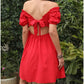 Byinns Womens Square Neck Tie Back Ruffle Off Shoulder Dress Summer Smocked A-Line Flowy Casual Mini Dress