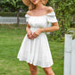 Square Neck Short Puff Sleeve Summer Dress A Line Sundress Short Mini Dress